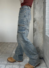 y2kヴィンテージデニムジッパーハイウエストパンツ / y2k vintage denim zipper high-waist pants
