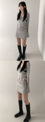 ペリーストラップシャーリング長袖Tシャツ / Perry Strap Shirring T (2color)