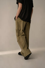 SUEDE COTTON CARGO PHANTS (KHAKI)