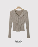 Slim Fit Shirring Ribbed Knit Cardigan (3color)