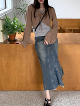 タッセルビーチウェアヴィンテージスカッシュニットカーディガン / Tassel Beachwear Vintage Scasi Knit Cardigan