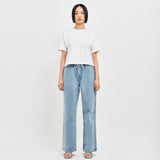 BANDING WIDE DENIM PANTS LIGHT BLUE