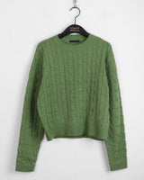 Rolpe Twisted Cable Round Crop Long-Sleeved Knit