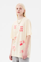 ドゥードゥルチェリートムボーイグラフィックTシャツ / DOODLE CHERRY TOMBOY GRAPHIC T-SHIRT [IVORY]