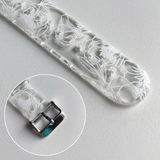 アップルウォッチストラップ_ホワイトフローラル / Apple Watch Strap_White Floral Drawing