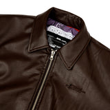 [UNISEX] 'CUL' Reversible Leather and Paisley Bomber Jacket (Dark Brown) (6656414417014)