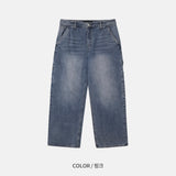 (UNISEX)カラーリングカーペンダーワイドデニムパンツ