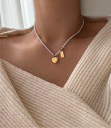 hiv パールハートキッチュネックレス/hiv Pearl heart kitsch necklace (2color)
