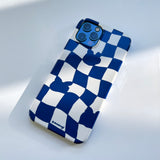 Checkerboard Blue Iphone Bumper case (6674346836086)