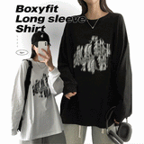 ブラックアウト ボクシー ロング スリーブ T シャツ