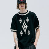 ナバジョパターンリンガーハーフニット / NAVAJO PATTERN RINGER HALF KNIT BLACK