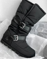 Padded fur belt long-boots (Black)
