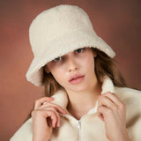 Monogram label fleece bucket hat