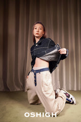4ボタン デニム ジョガー(ベージュ)/4 Button Denim Jogger (Beige)