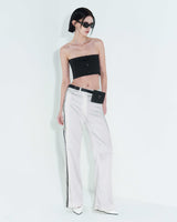 ローエッジボタンチューブトップ / Raw Edge Button Tube Top _ Black
