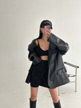 leather oversized-fit blazer jacket