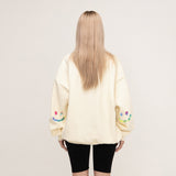 [UNISEX] Elbow Tie Dye Drawing Smile White Clip Sweatshirt (6686022795382)
