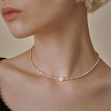 [925 Silver] プチキューブパールネックレス