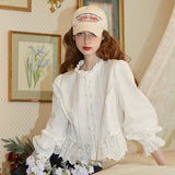Lace Mixed Pintuck Short Blouse (6681192005750)
