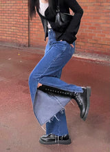 ワイドフィットスリットミディアムブルーデニムパンツ/WIDE FIT SLIT MEDIUM BLUE DENIM PANTS [16634]