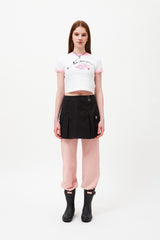 チェリーホットフィックスレースクロップTシャツ / CHERRY HOTFIX LACE CROP T-SHIRT [WHITE]