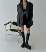leather oversized-fit blazer jacket