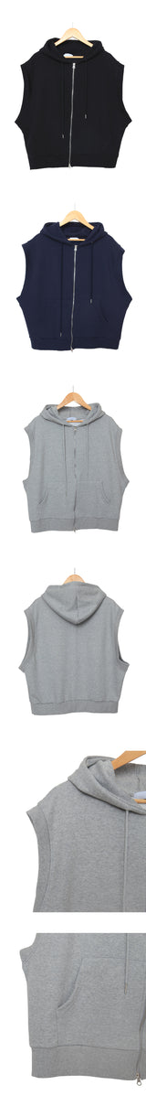 2wayフードジップアップベスト / Two-Way Hooded Zip-Up Vest