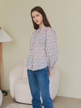 HENRY NECK SHIRRING BLOUSE_FLOWER (6638368555126)