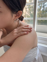 [92.5silver] bell heart one-touch earrings