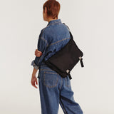 2-Buckle Biker Messenger Bag (Black)