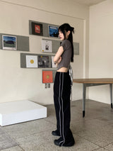 エベルサイドラインワイドロングツーウェイジョガーパンツ / Ebel sideline wide long two-way jogger pants