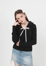 ファーカラーニットTシャツ