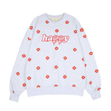 Red flower pattern Sweat-shirt [Light grey] (6535252312182)