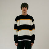 NATURAL STRIPE CREW NECK KNIT (NAVY) (6627477651574)