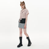 Ribbon Tweed Shirt [Pink] (6592696746102)