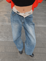 レタリングデニムトラウザーズ /  lettering denim trousers