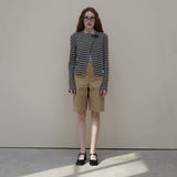 Beige Line Burmuda Pants