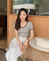 ボーダークロップ半袖Tシャツ (3color)
