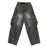 Oval cargo denim pants