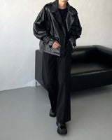 GMレザーバルーンショートジャケット/GM leather balloon short jacket (1 colors)