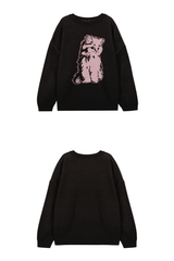 THINKING PINK CAT KNIT - BLACK