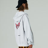 ハートプリンティングフードジップアップ/HEART PRINTING HOOD ZIP-UP-WHITE MELANGE