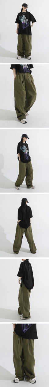 Balloon Cotton String Pintuck Pants