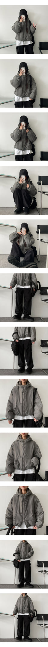 Woo cut two-way cropped hooded padded coat