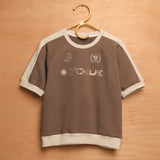 バーシティフットボール半袖スウェットシャツ / VARSITY HALF FOOTBALL SWEATSHIRTS-MUD BROWN