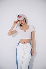 ミニVゴルジクロップTシャツ/TOP(9348) Mini V Golgi Crop Tee