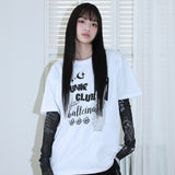 0 6 パンクバンドキャットTシャツ / 0 6 punk band cat t-shirt - WHITE
