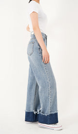 ワイドフィットロールアップデニムパンツ/WIDE FIT LIGHT BLUE ROLL UP DENIM PANTS [16635]