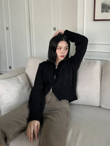 ケーブル ハイネック ニット ジップアップ / Cable high neck knit zip-up (3color)