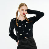 Round Neck Ribbon Cardigan [Black]